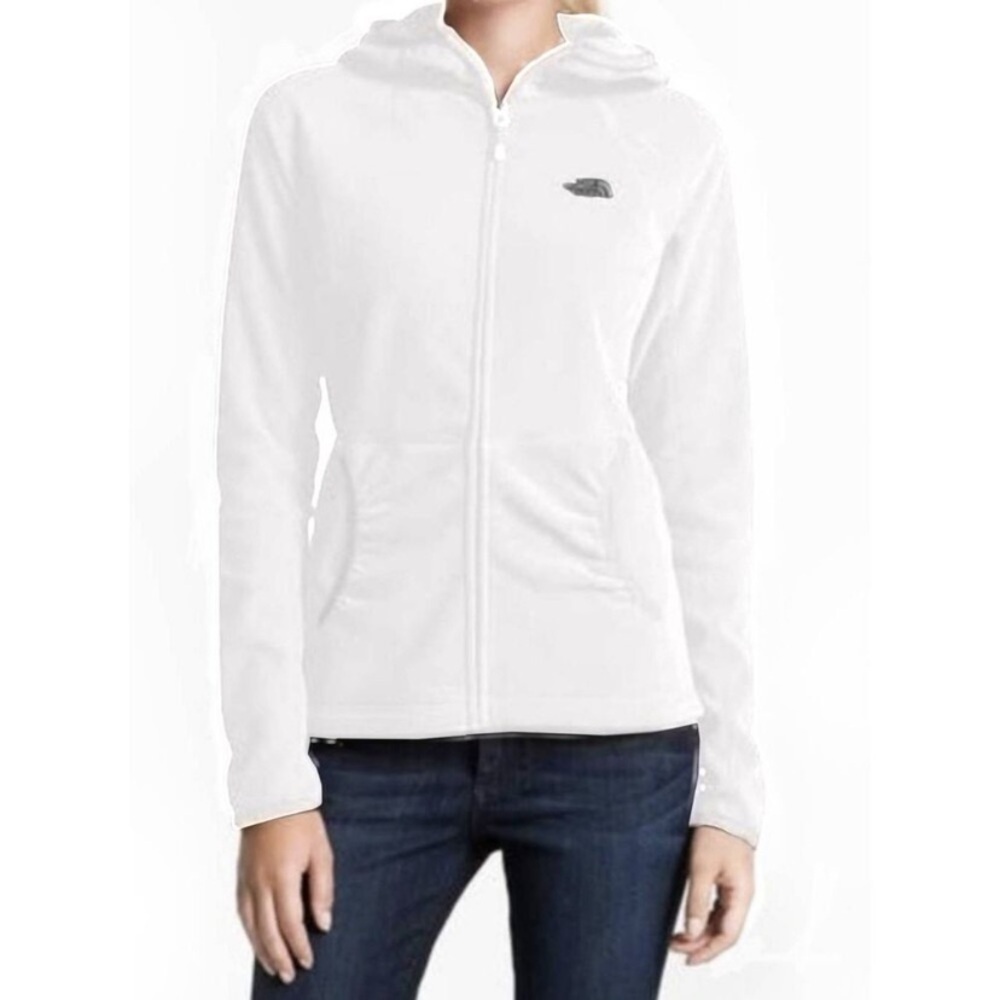 The North Face TKA 100 Full Zip Fleece Hoodie Jacket Sweater White Women's Sz XL